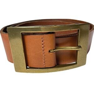 Express Made in England Genuine Leather Cognac Brass Buckle Belt 34-38